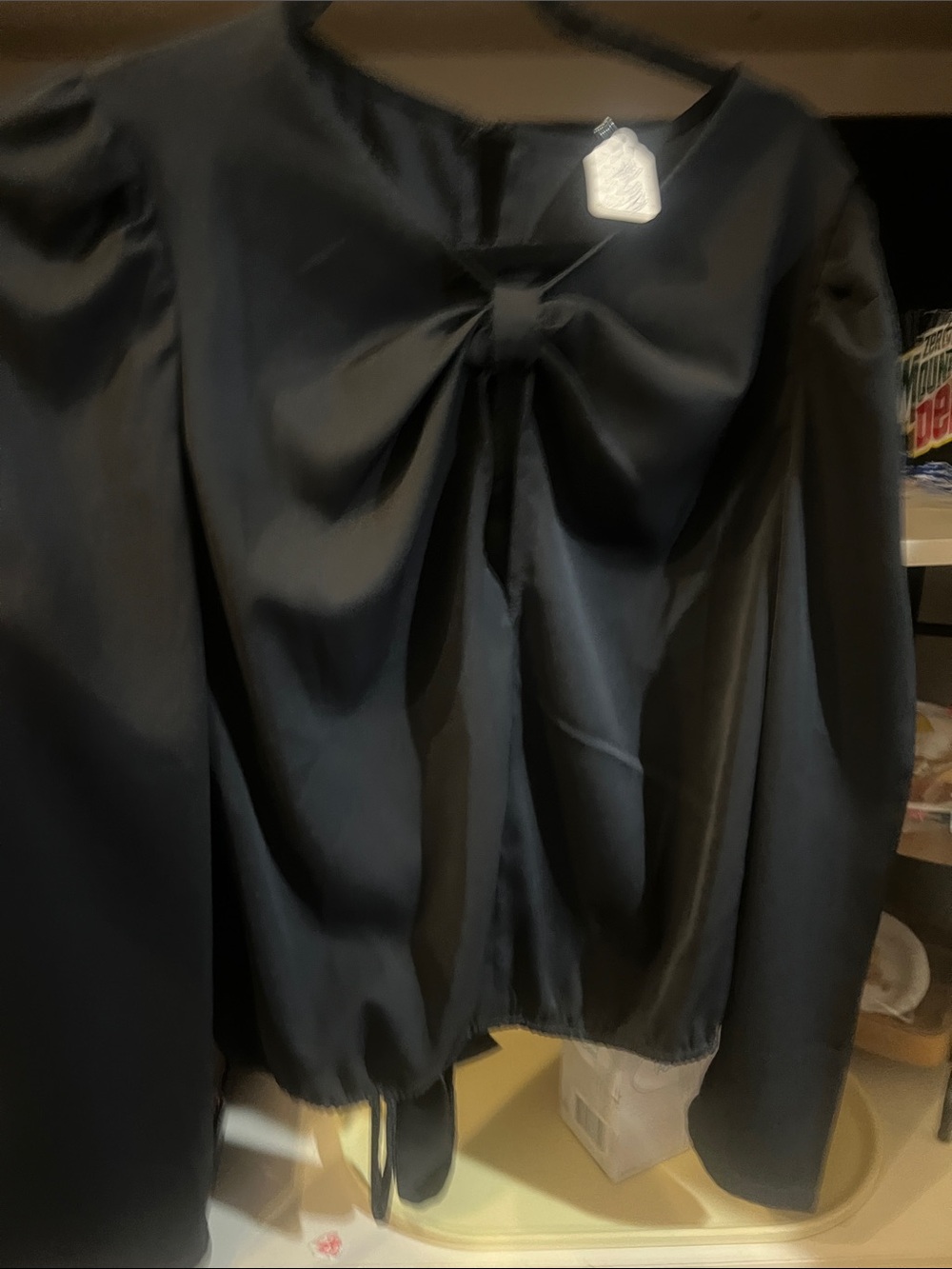 Women’s Black Satin Knot-Front Jacket